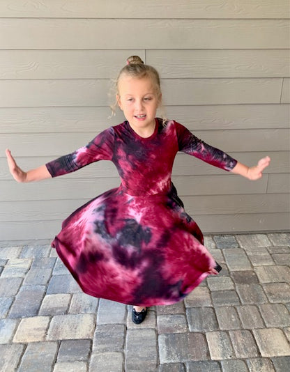 Lily Twirl Dress in Tie Dye Galaxy Print