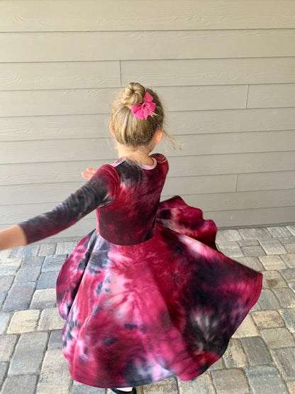 Lily Twirl Dress in Tie Dye Galaxy Print