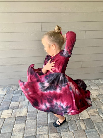 Lily Twirl Dress in Tie Dye Galaxy Print