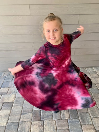Lily Twirl Dress in Tie Dye Galaxy Print