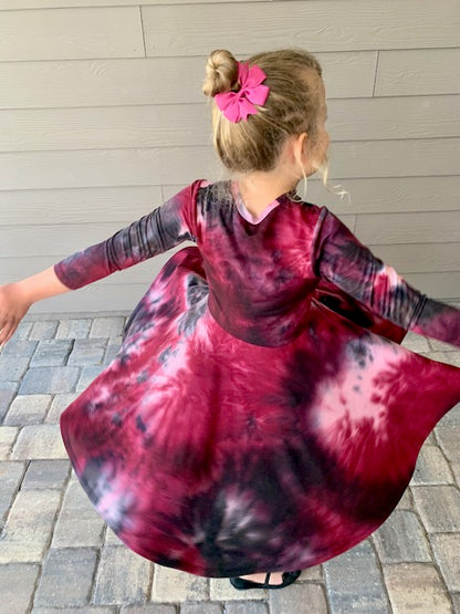 Lily Twirl Dress in Tie Dye Galaxy Print