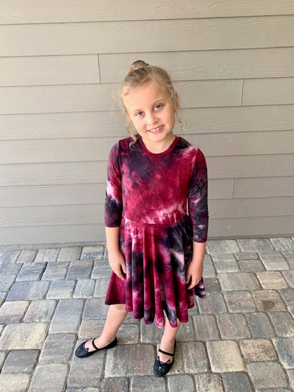 Lily Twirl Dress in Tie Dye Galaxy Print