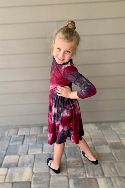 Lily Twirl Dress in Tie Dye Galaxy Print
