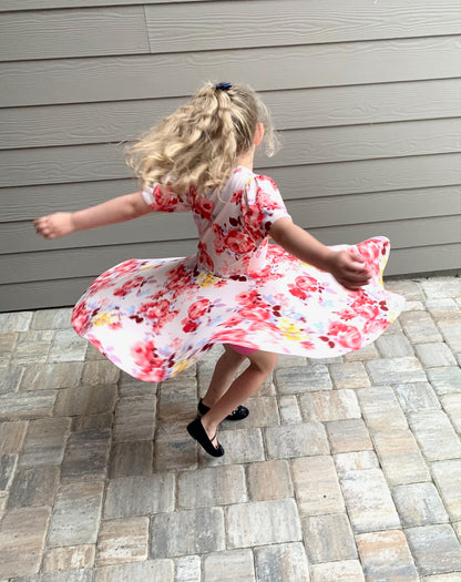 Bella Twirl Dress in Pink Floral Print