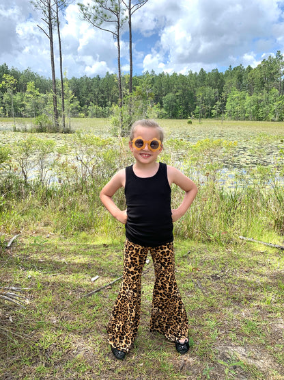 Bellbottom pants in leopard print, hippy pants, vintage pants