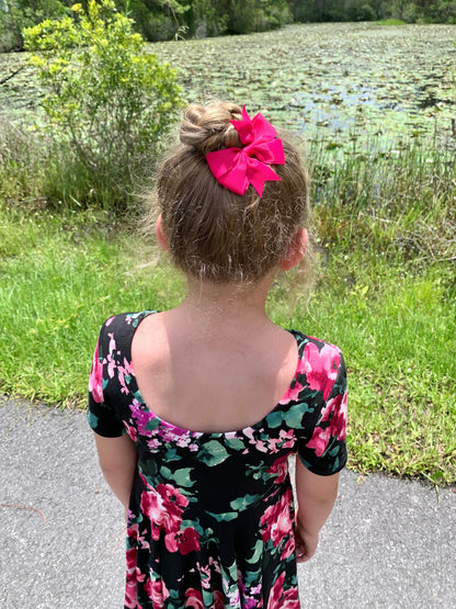 Ava Twirl Dress in Black Floral - Dress