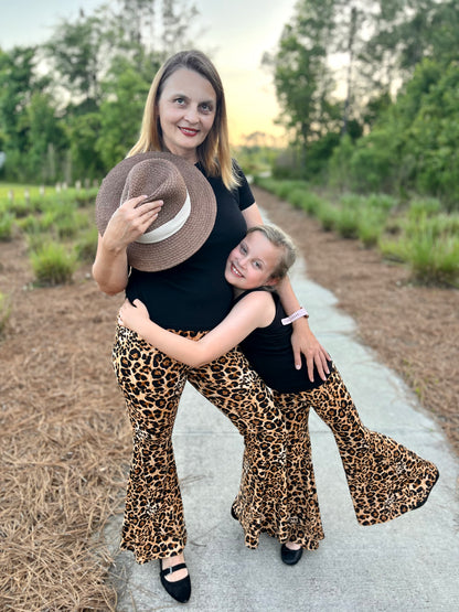 Mommy and Me Bell Bottom Pants Leopard Print