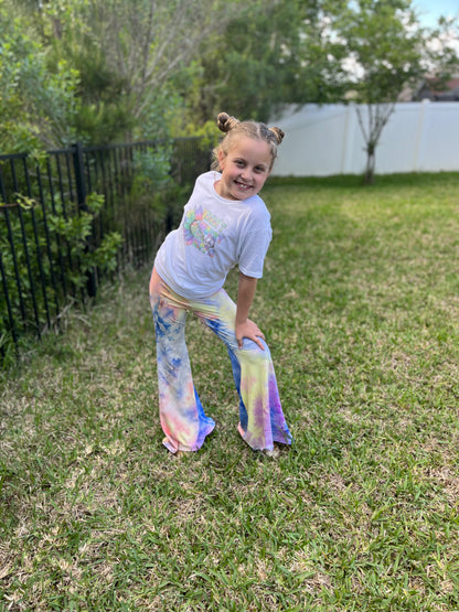 Bell Bottom Pants for Girls in Royal Blue and Multi Color Tie-Dye