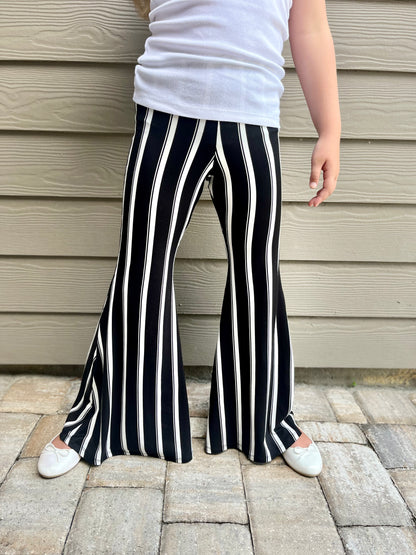 Bell Bottom Pants in Black/White Stripes Girls
