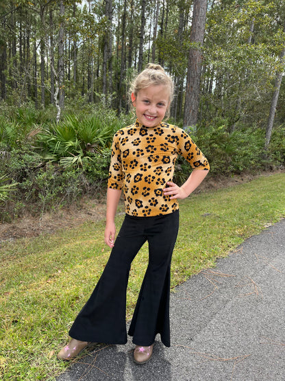 Velour Bell Bottom Pants Black