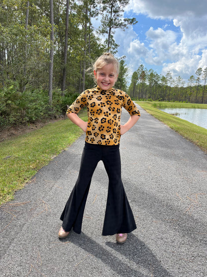 Velour Bell Bottom Pants Black