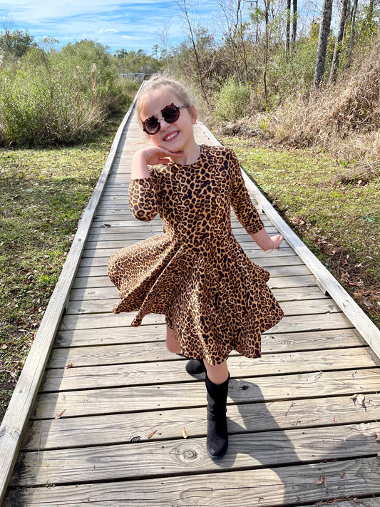 Lily Twirl Dress in Leopard Print