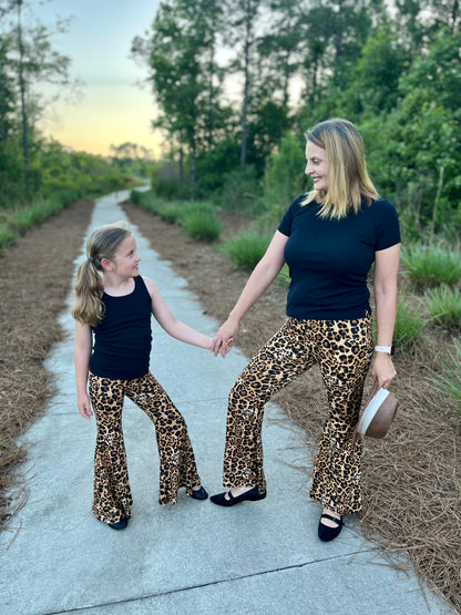 Mommy and Me Bell Bottom Pants Leopard Print