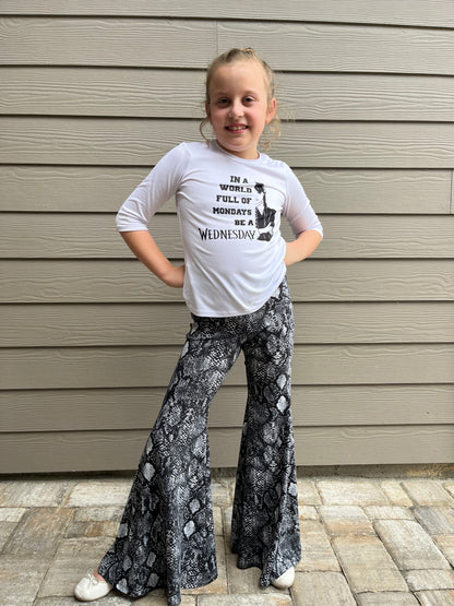Bell Bottom Pants Grey Snakeskin Print Girls