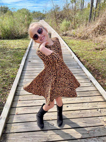 Lily Twirl Dress in Leopard Print