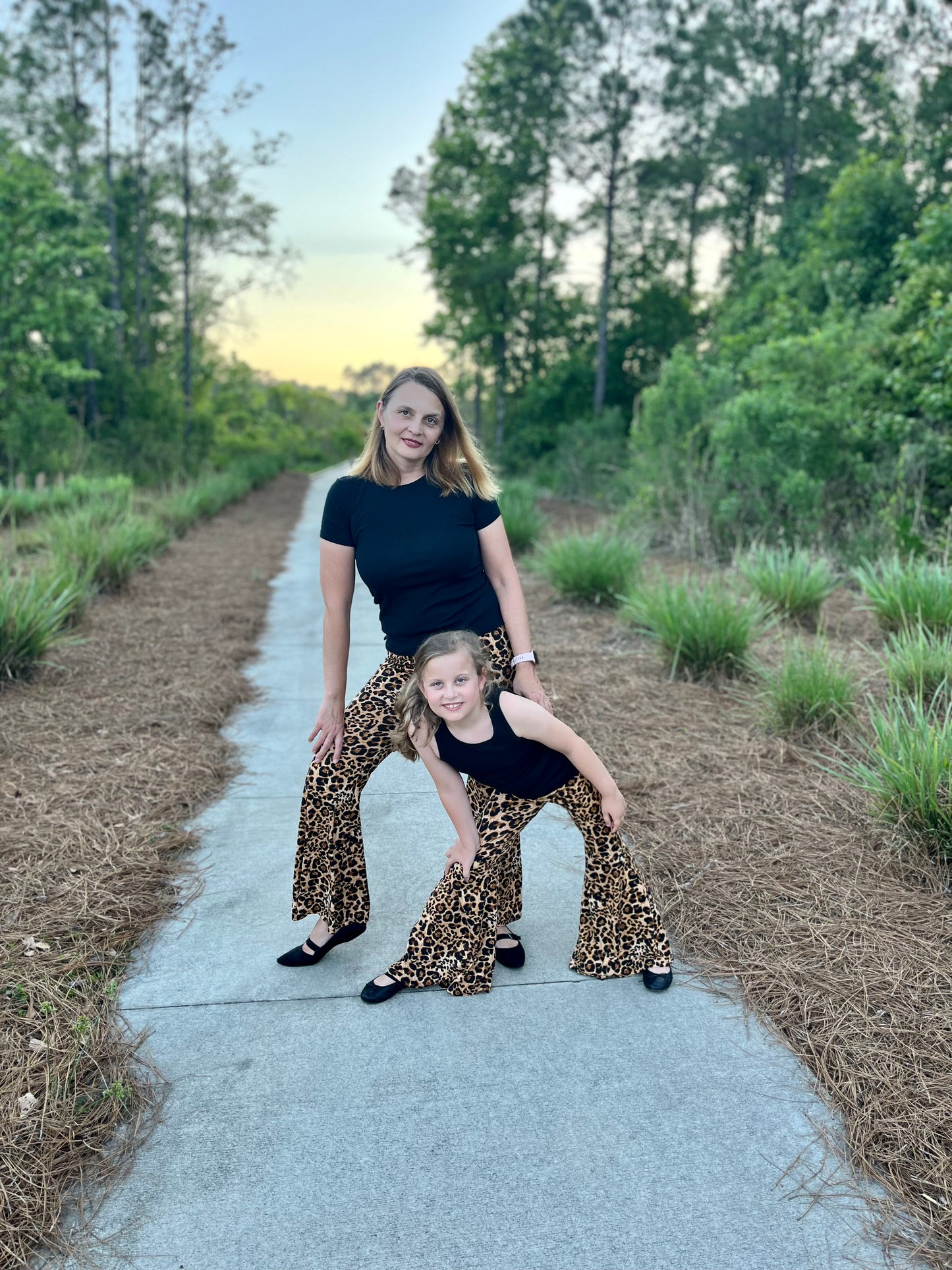 Mommy and Me Bell Bottom Pants Leopard Print