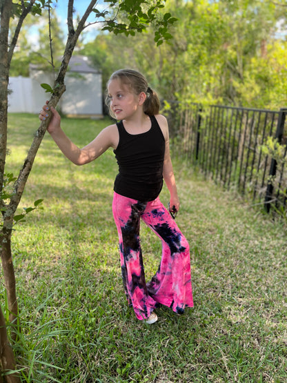 Bellbottoms for Girls in Pink Black Tie-Dye
