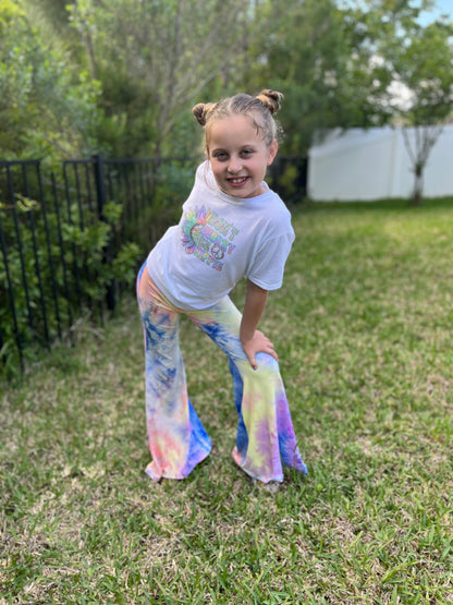 Bell Bottom Pants for Girls in Royal Blue and Multi Color Tie-Dye