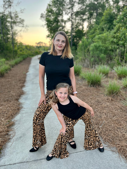 Mommy and Me Bell Bottom Pants Leopard Print