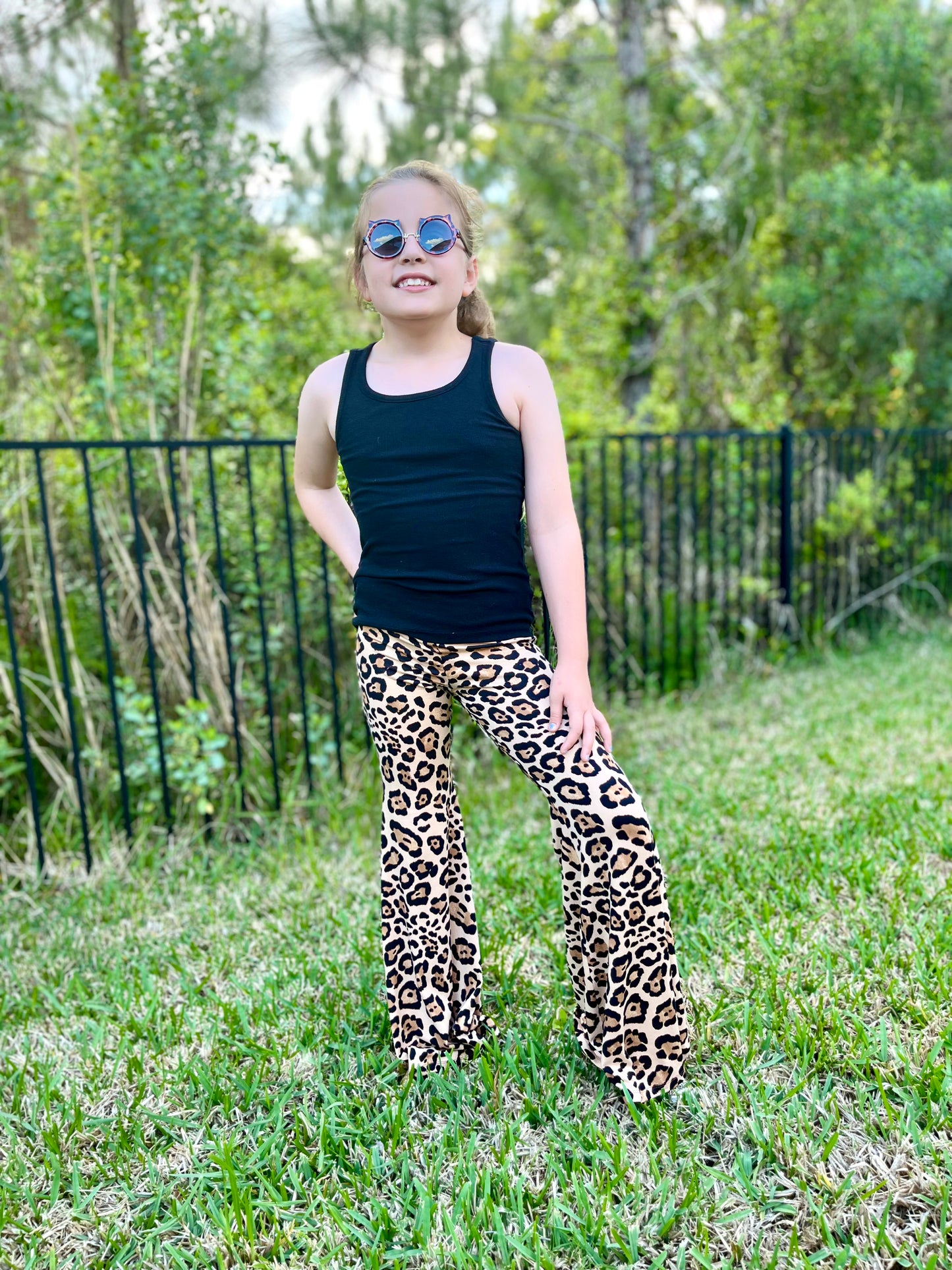 Bellbottoms for girls in cheetah print