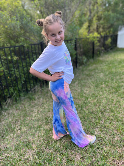 Bell Bottom Pants for Girls in Royal Blue and Multi Color Tie-Dye
