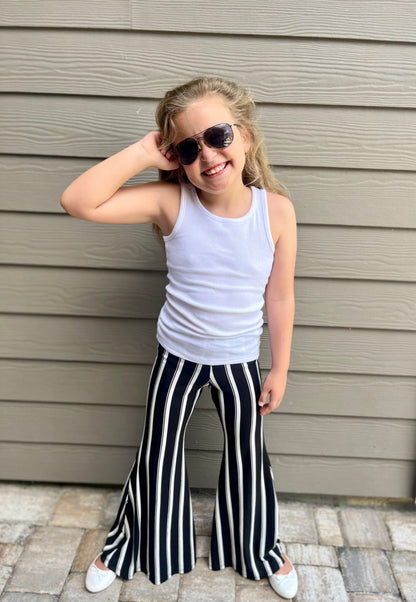Bell Bottom Pants in Black/White Stripes Girls