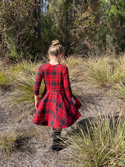 Lily Twirl Dress in Red