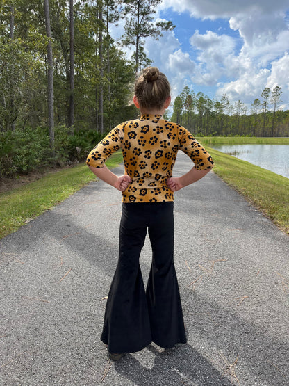 Velour Bell Bottom Pants Black
